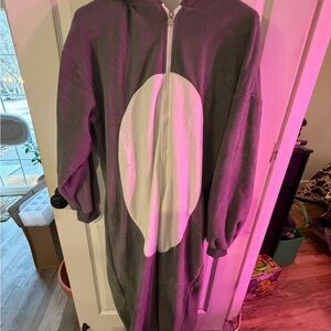 Gray and White Donkey Zip-Up Onesie